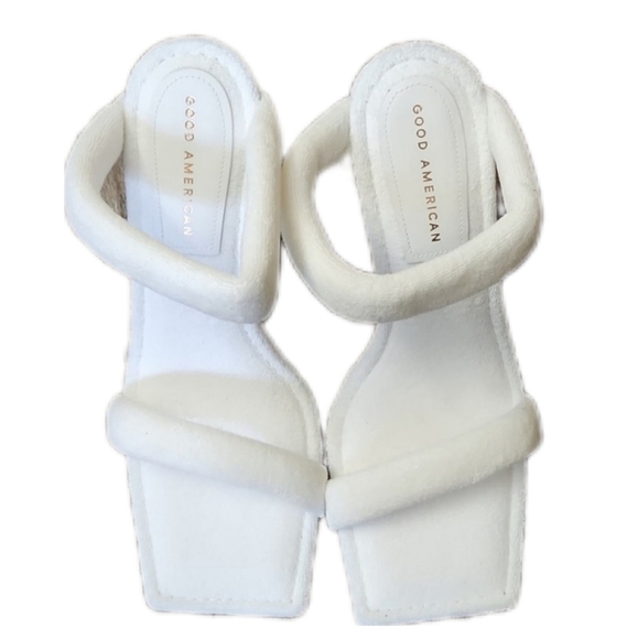 Good American White Terry Wrap Heel Mule Slip-On Sandals Size 8.5 - Picture 4 of 10